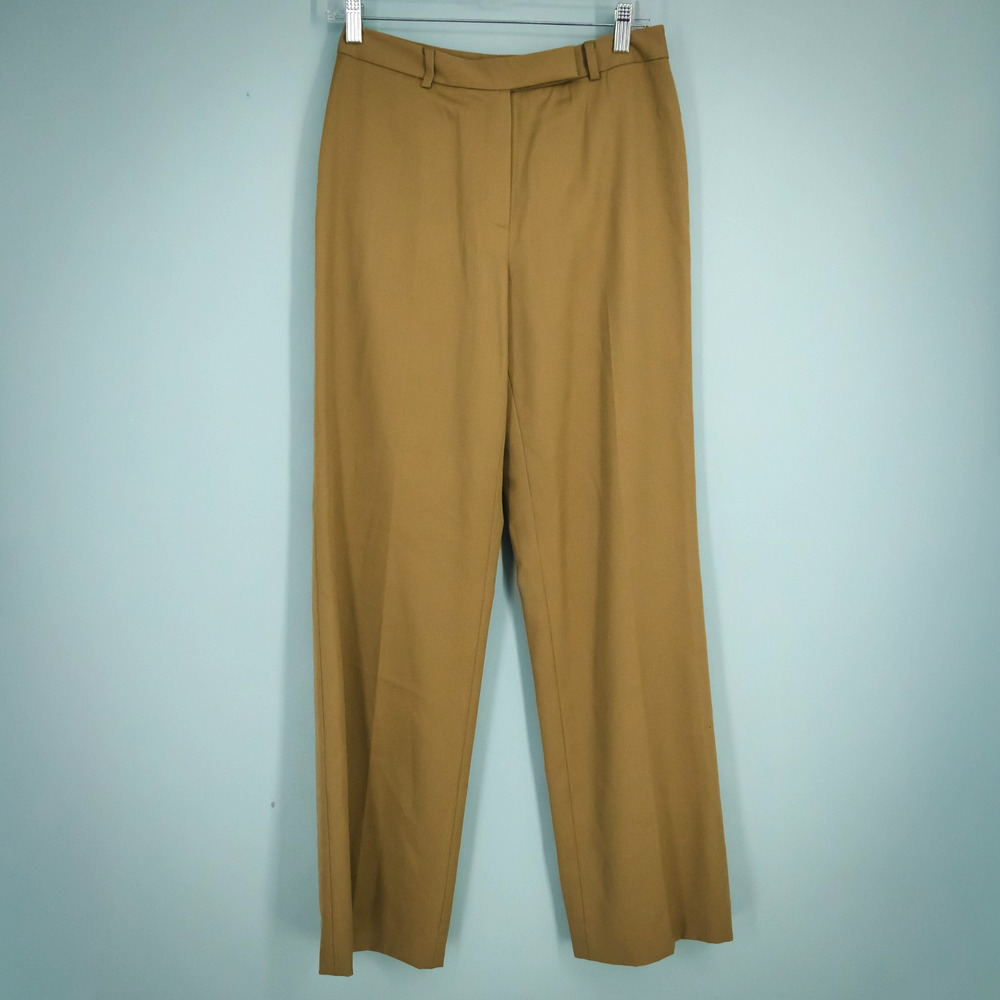 Brooks Brothers Size 8 Tan Beige Button Zip Full Length Lined Wool Dress Pants